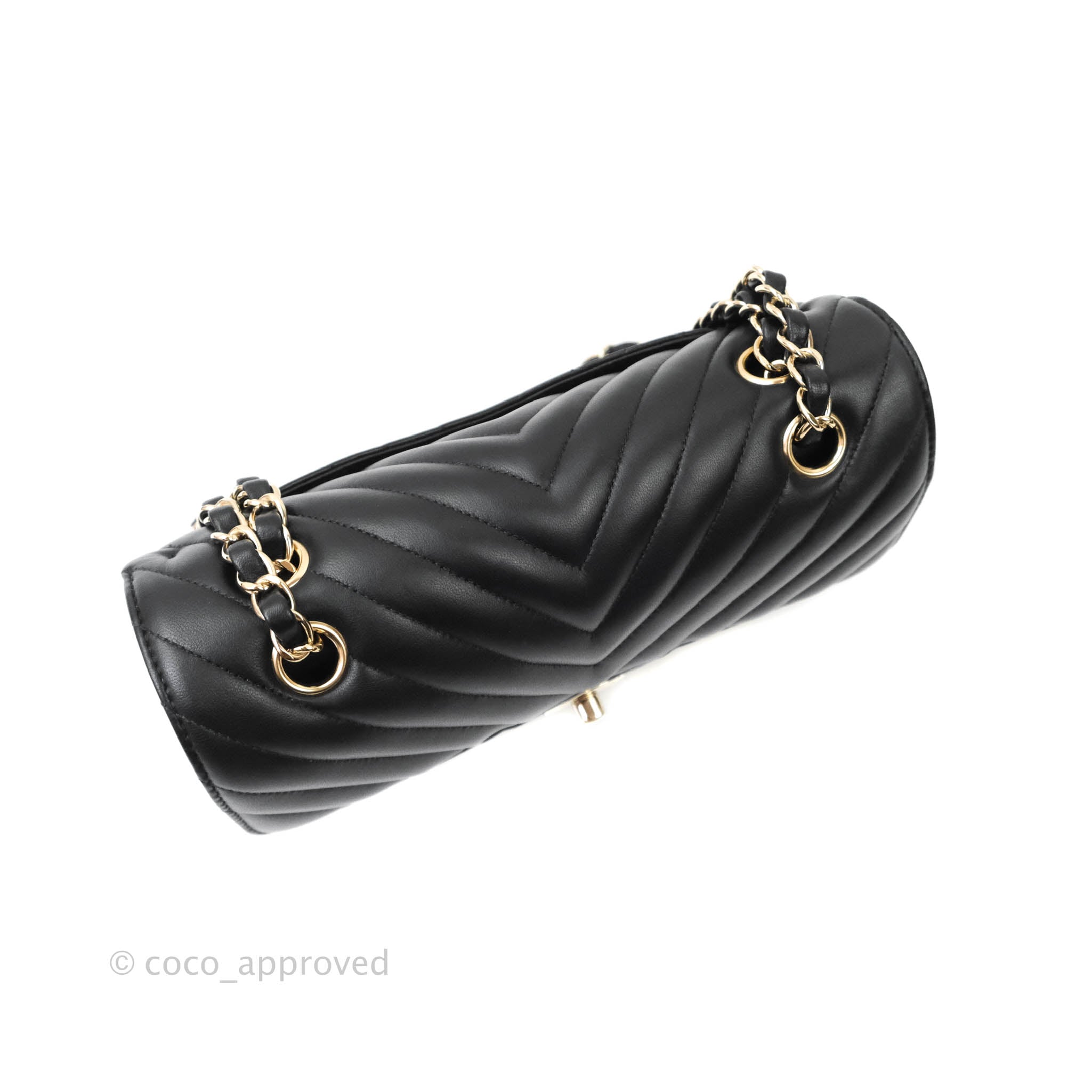 Chanel Classic Chevron Small Medium Double Flap Bag - Black Lambskin Leather with Gold Hardware | Luxury Handbag for Women, Perfect for Parties, Dates & Everyday Elegance