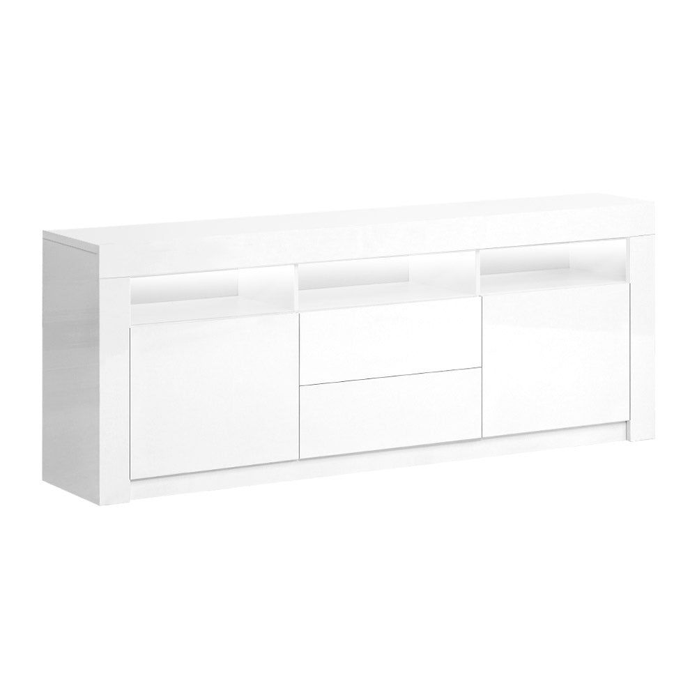 Artiss 160cm White Entertainment TV Stand with LED Lighting - Modern TV Cabinet for Living Room, Bedroom & Home Theater Setup
