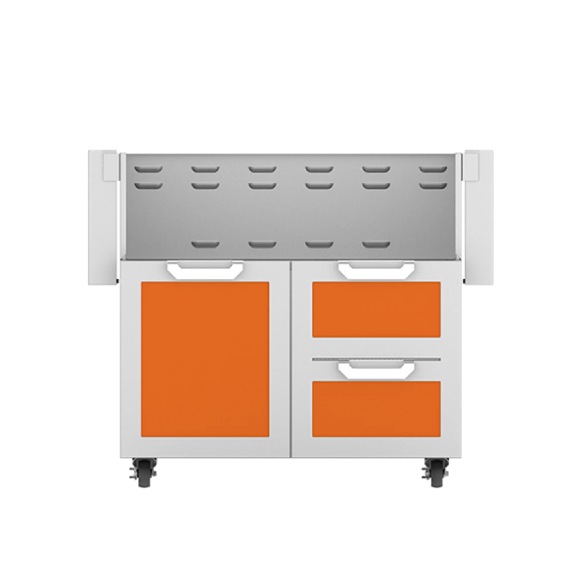 Hestan GCR36 36-Inch Outdoor Tower Cart with Door & Double Drawers - Heavy Duty Stainless Steel Kitchen Utility Cart for Patio, BBQ, Garden & Commercial Use