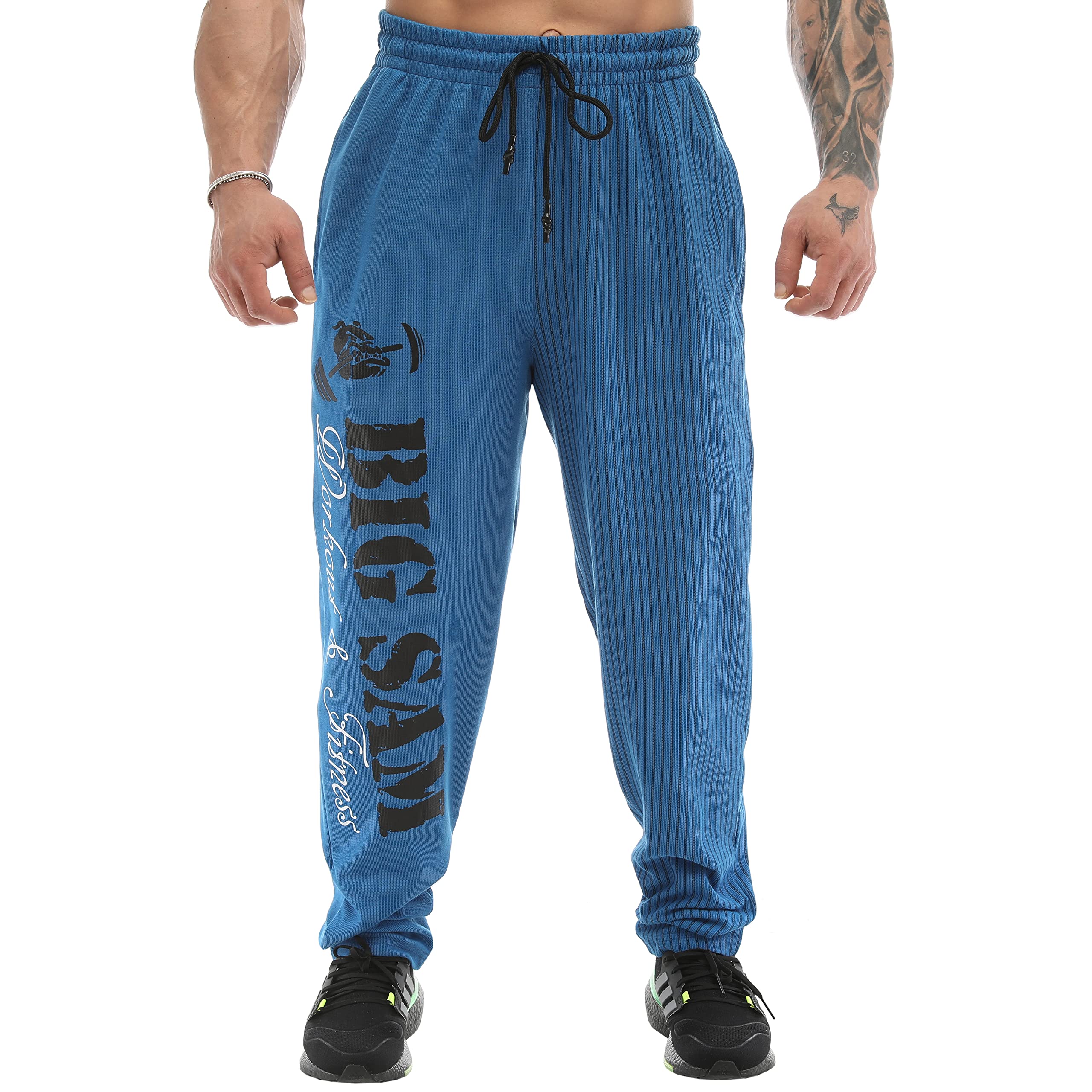 BIG SAM SPORTSWEAR Men's Jogger Sweatpants with Pockets - Comfortable Baggy Workout Pants for Bodybuilding & Gym Training - Perfect for Casual Wear, Running & Fitness Activities