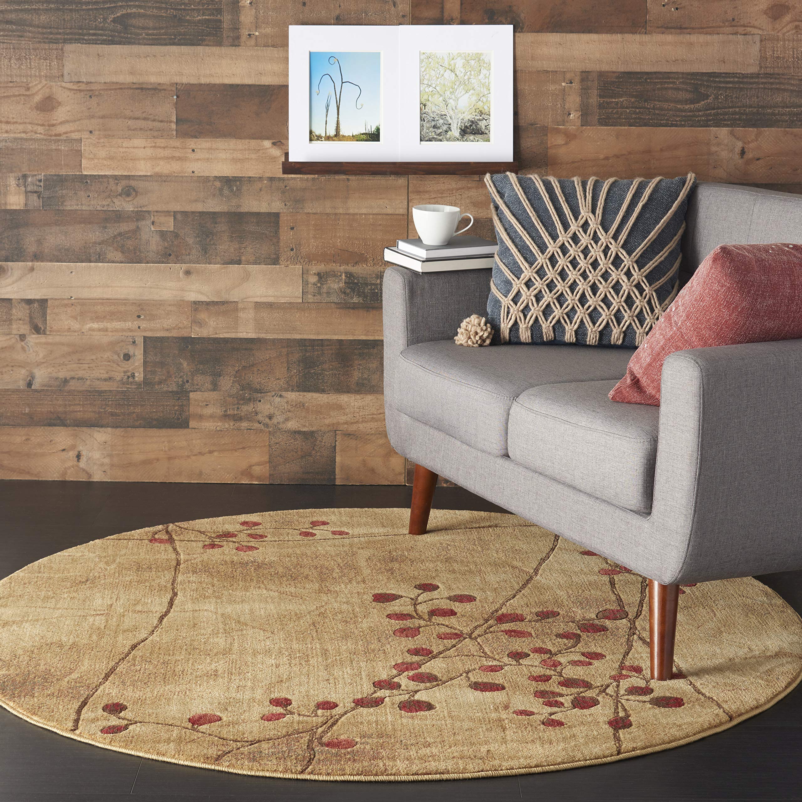 Nourison Somerset Rustic Latte 5'6'' Round Area Rug - Easy Cleaning, Non-Shedding, Soft & Durable - Perfect for Bedroom, Living Room, Dining Room & Kitchen Decor (6' Round) | Cozy Home & Office Flooring Solution