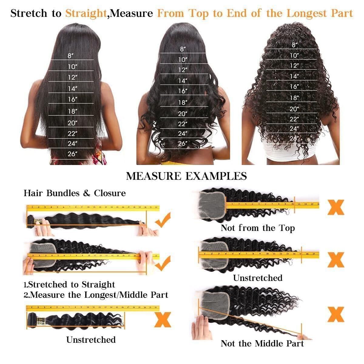 QTHAIR 14A Water Wave Brazilian Virgin Human Hair Bundles with Lace Frontal (18