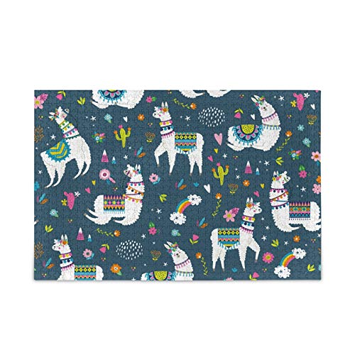 500 Piece Llama Cactus Rainbow Jigsaw Puzzle for Adults - Colorful Challenging Puzzle Game for Family Game Night & Stress Relief (1na9a)