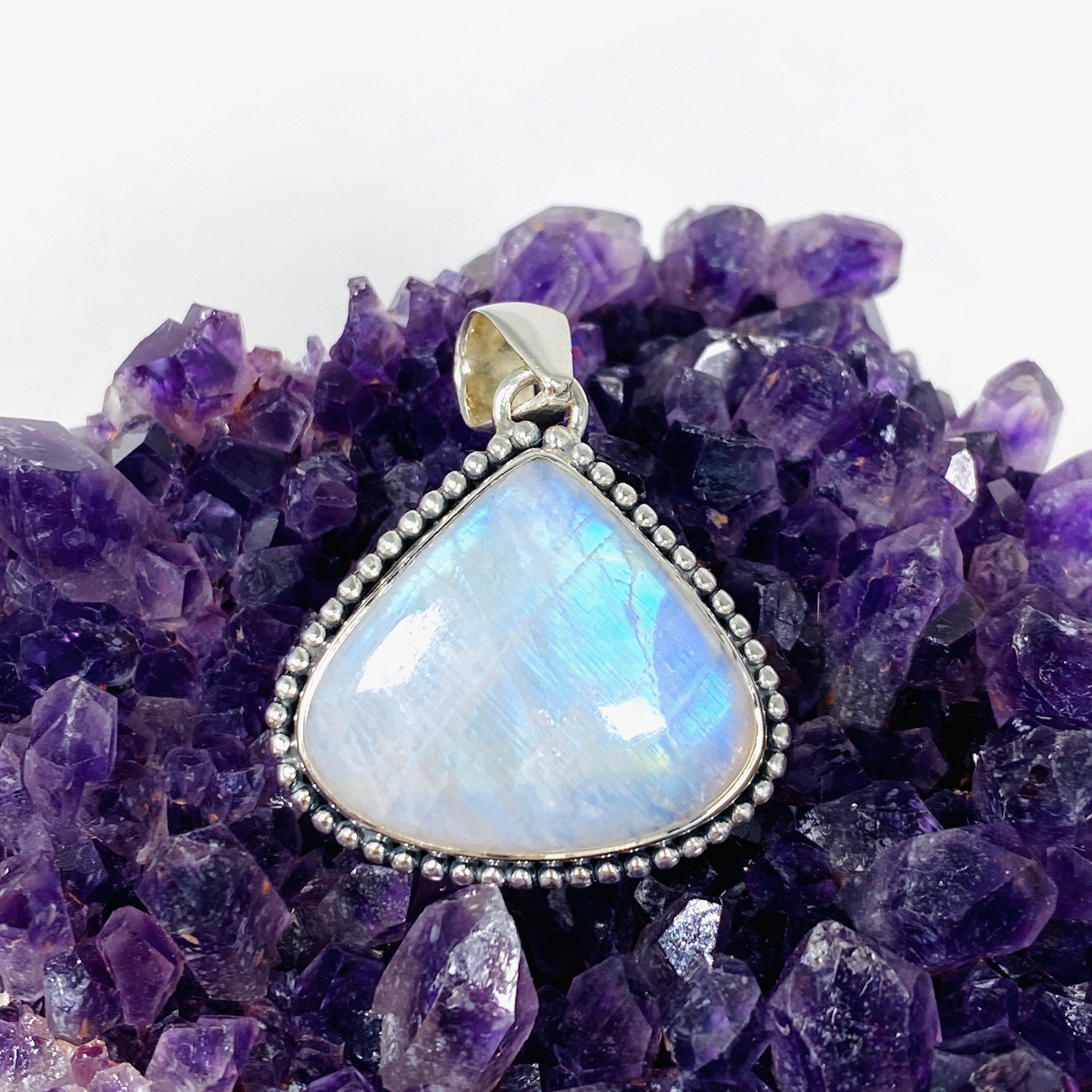 Moonstone Teardrop Pendant Necklace - Genuine Natural Gemstone Jewelry for Women - Perfect for Meditation, Yoga & Spiritual Healing | KPGJ4029