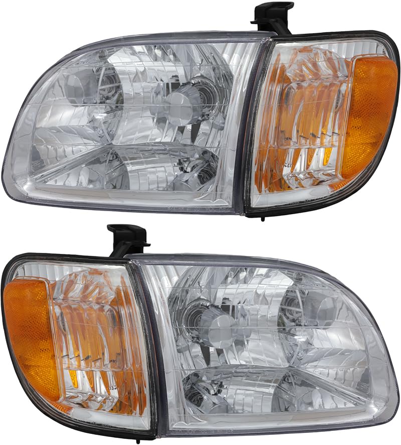 2000-2004 Toyota Tundra Regular/Access Cab Replacement Headlights & Parking Lights - Driver & Passenger Side - Durable LED Lights for Improved Night Visibility (Perfect for Off-Roading, Camping & Night Driving)
