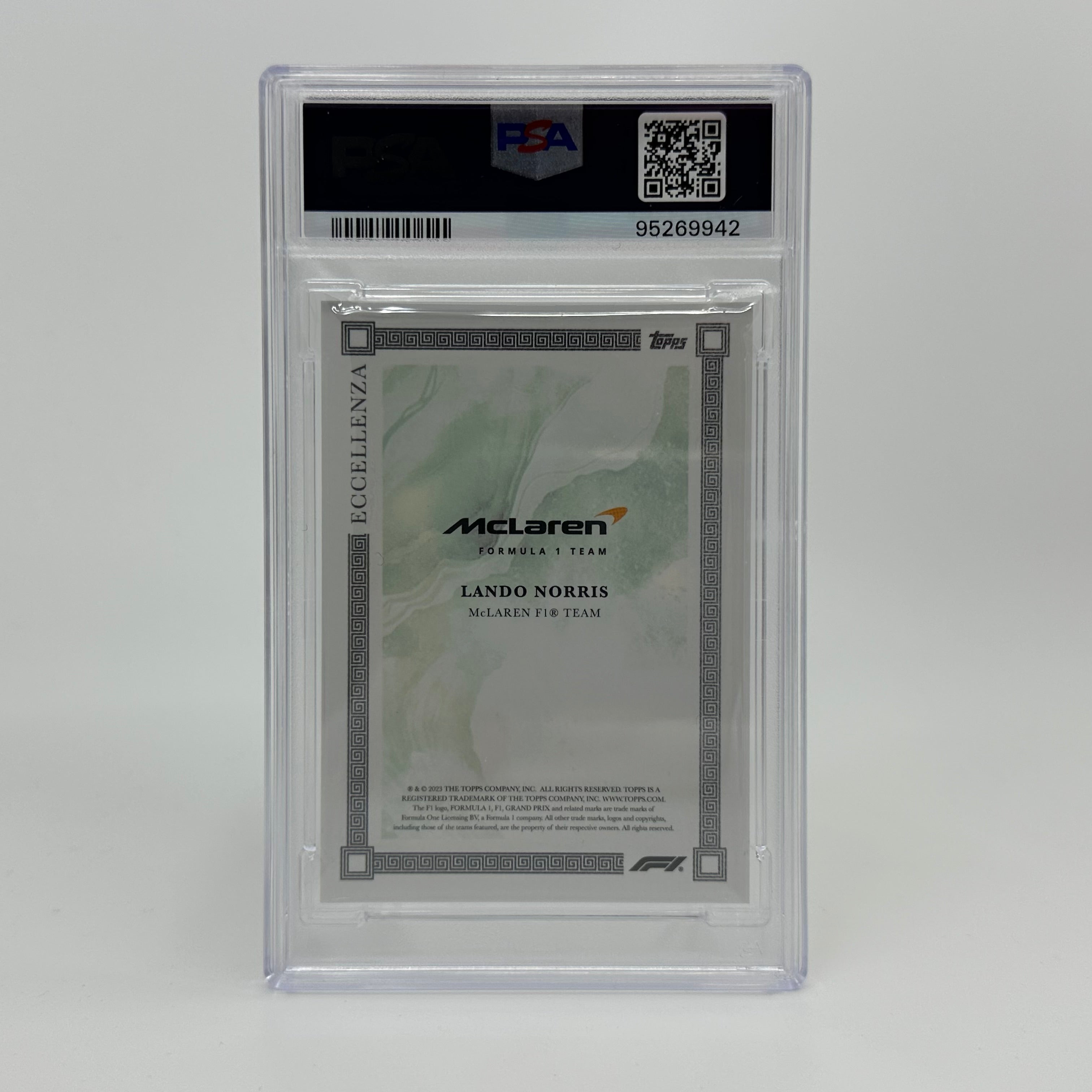 2023 Topps Eccellenza Lando Norris Green #/99 PSA 9 Graded Racing Card - Perfect for F1 Collectors, Sports Memorabilia Displays, and Investment Portfolios