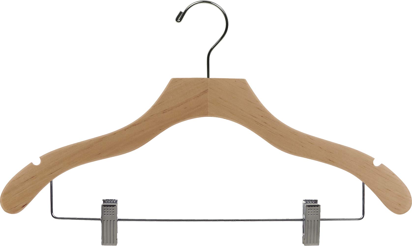 50-Pack Adjustable Cushion Wooden Hangers with Chrome Hooks - 17 Inch Space Saving Clothes Hangers for Shirts, Jackets & Dresses - Natural Finish Wavy Wood Design by The Great American Hanger Company - Perfect for Closet Organization & Retail Display