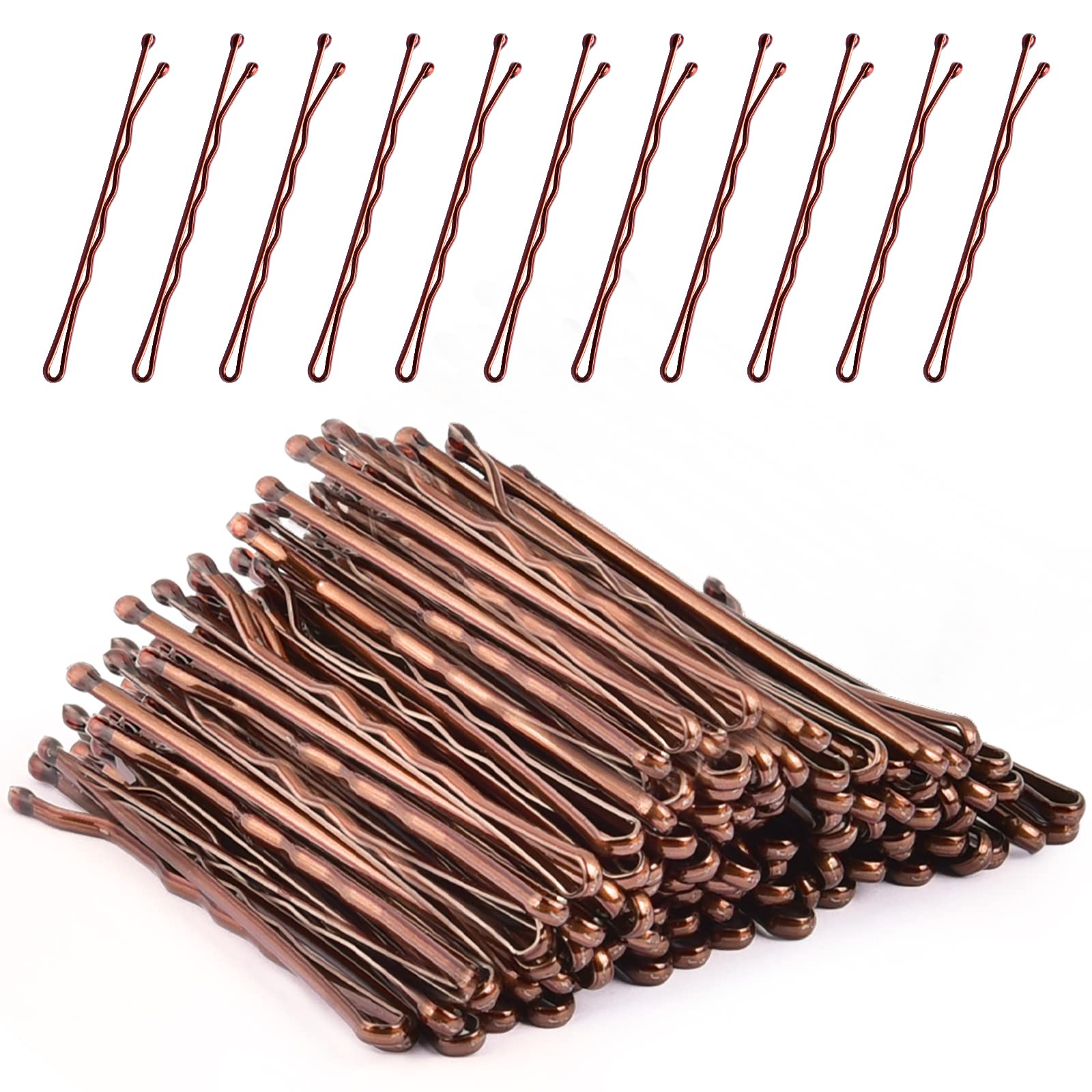 MORGLES 120pcs Bobby Pins for Women & Kids - Brown Hair Clips & Hair Grips (2in/5cm) with Storage Box - Perfect for Updos, Braids & Everyday Hairstyling