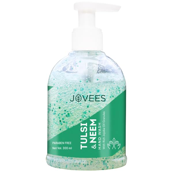 Jovees Herbal Tulsi & Neem Hand Wash with Jojoba Oil Granules - 300ml | Natural Antibacterial Hand Soap for Daily Cleansing | Perfect for Home, Office & Travel Use
