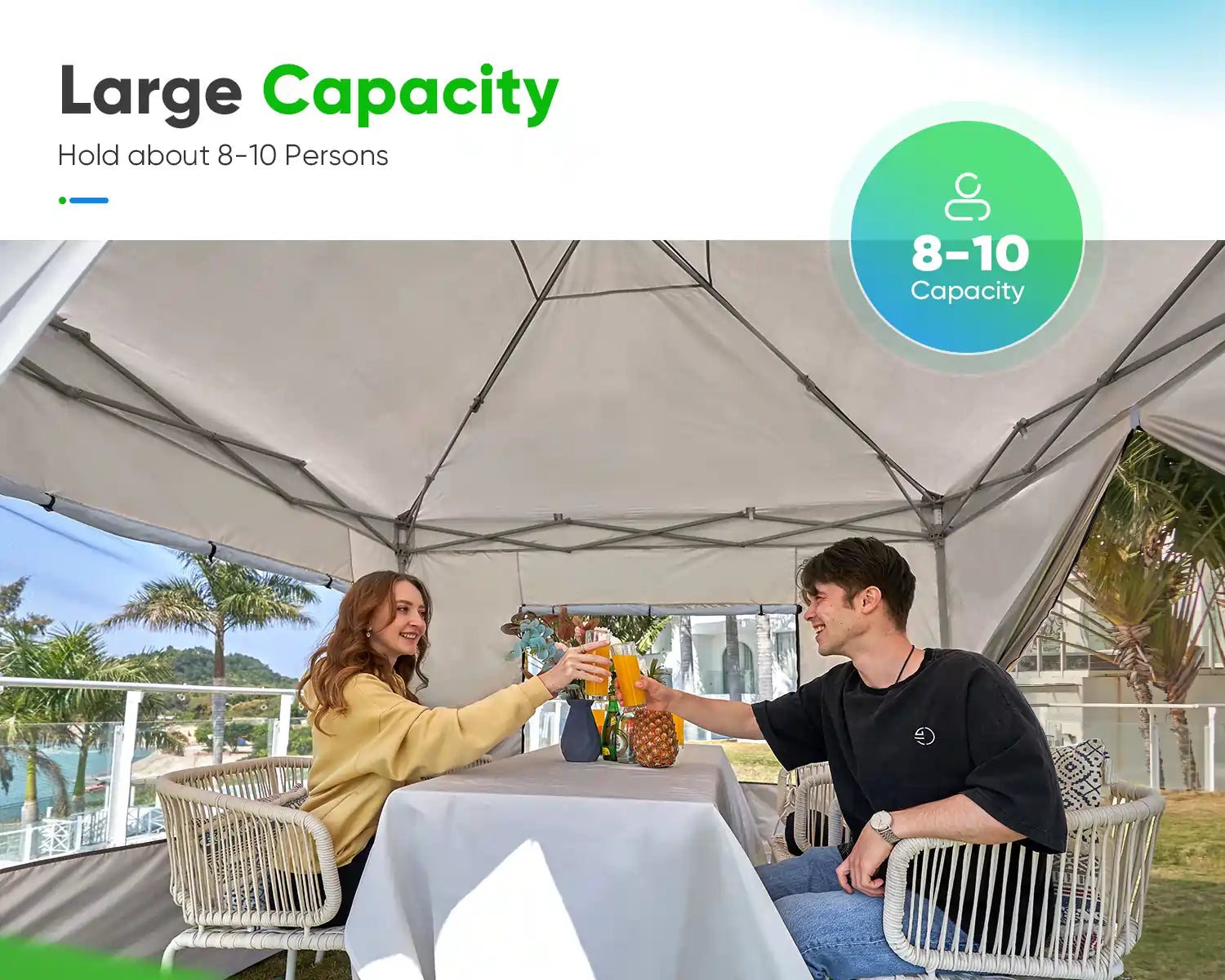 10' x 10' Pop Up Privacy Canopy Tent with Side Walls - Perfect for Outdoor Events, Beach Parties, and Backyard Gatherings