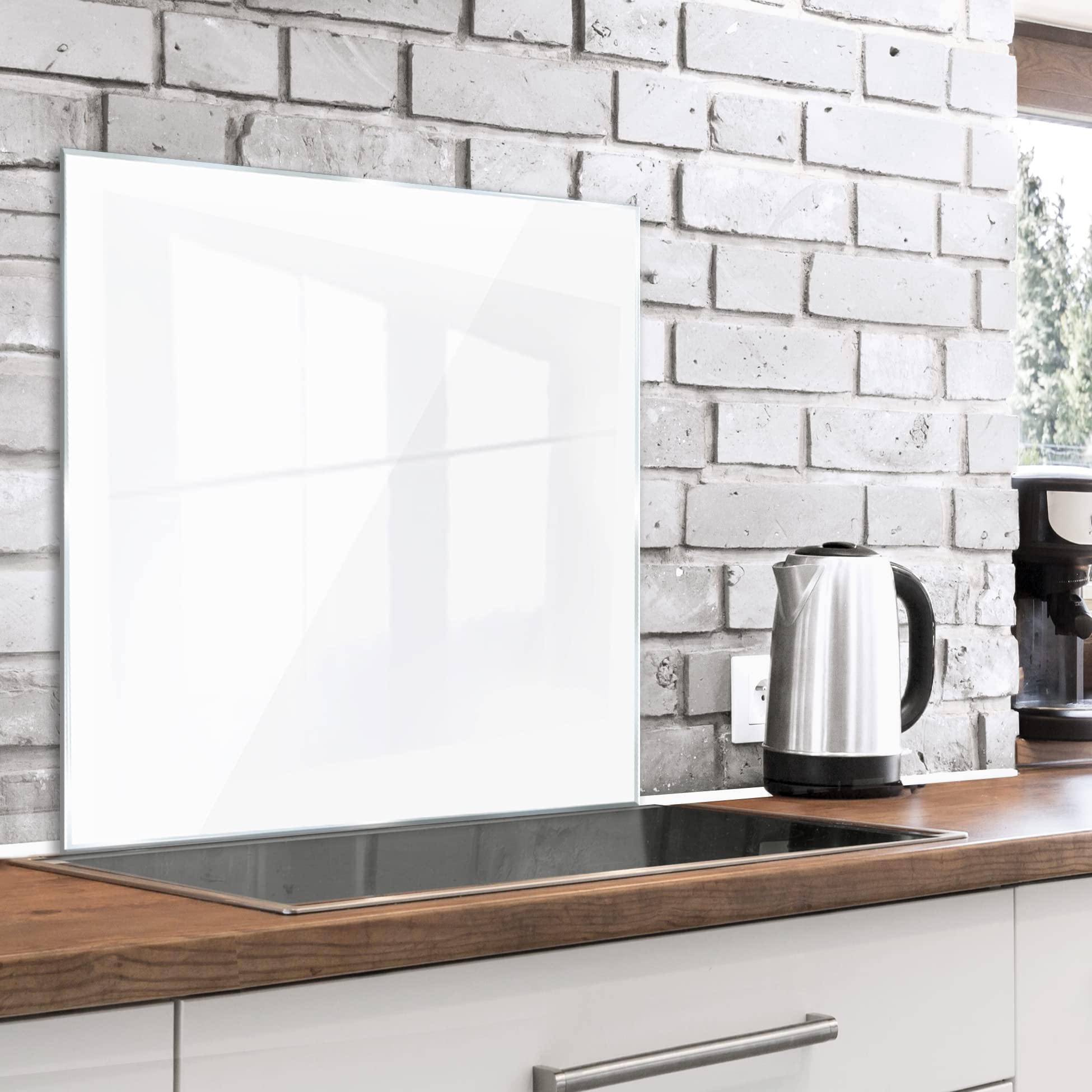 Artgeist 24x24 Inch Tempered Glass Kitchen Backsplash - Heat Resistant Splashback Panel for Stove & Cooker Protection - Decorative White Wall Tile (f-A-10148-aq-a) - Perfect for Modern Kitchens & Cooking Spaces