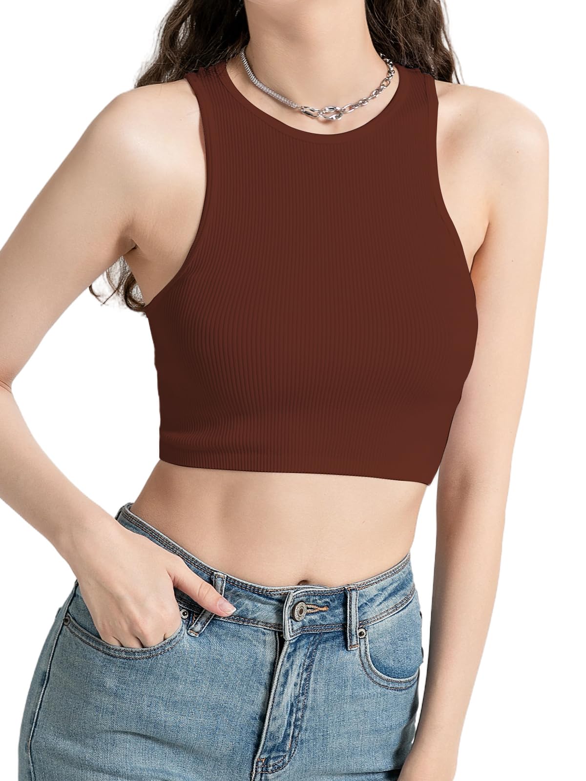 Women's Ribbed Stretch Crop Tank Tops - Trendy Soft Comfortable Fit for Casual Wear, Gym, and Summer Outfits