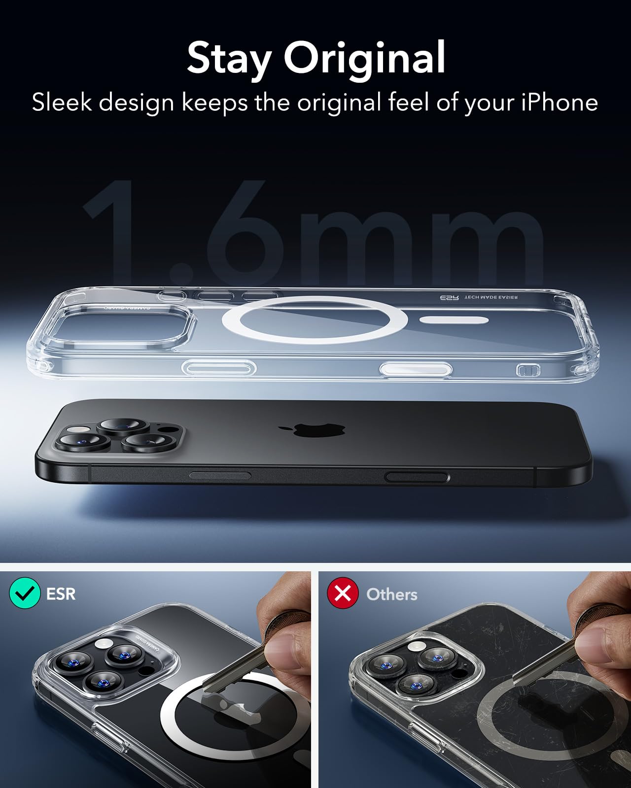 ESR for iPhone 16 Pro Max Case with Camera Control Button | MagSafe Compatible | Military-Grade Shockproof Protection | Clear Hybrid HaloLock Case | Perfect for Outdoor Adventures & Daily Use
