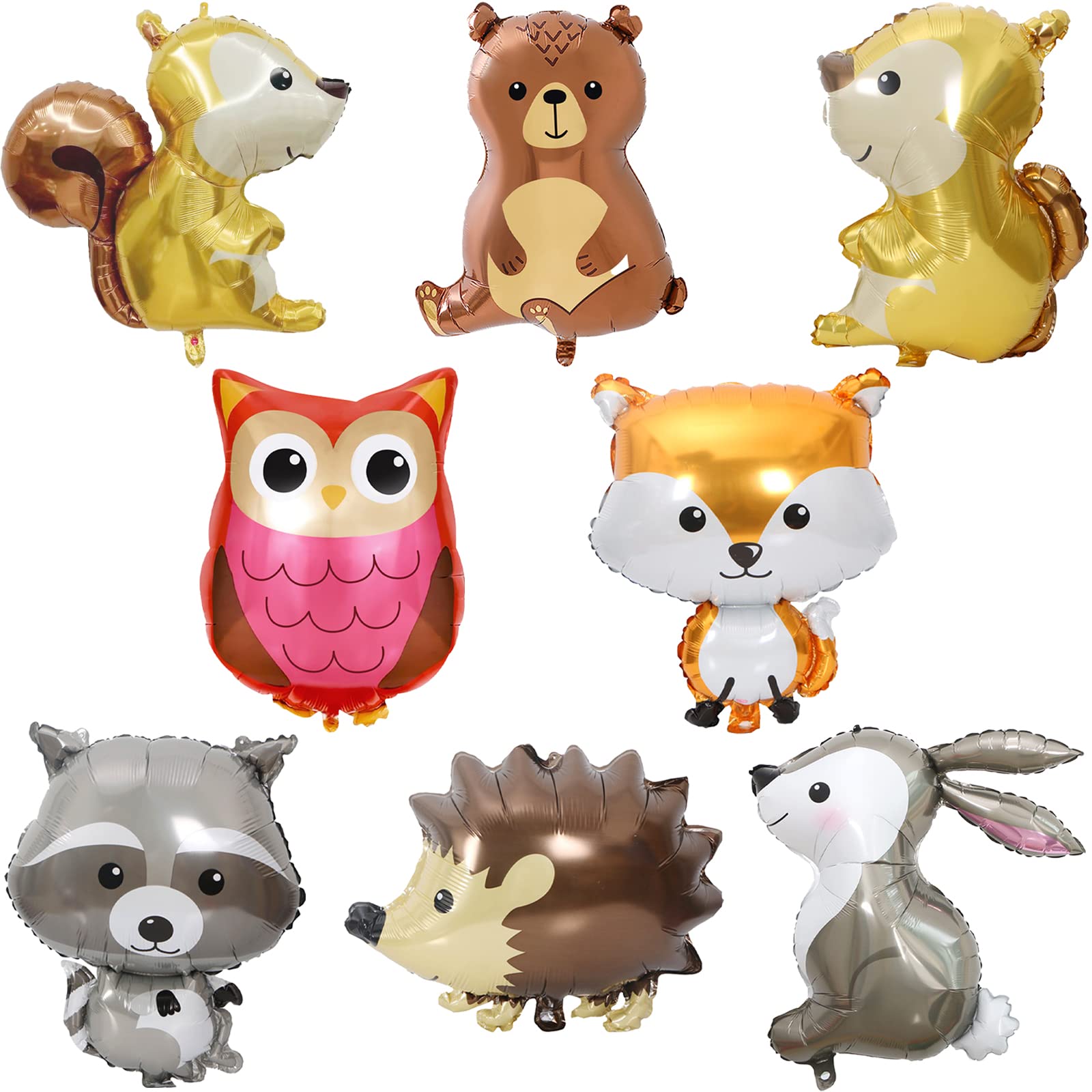 8 PCS Woodland Animal Balloons - Forest Animals Foil Mylar Balloons for Baby Showers, Birthday Parties, Nursery Decor - Perfect for Woodland Theme Decorations, Gender Reveals & Kids Room Decorations