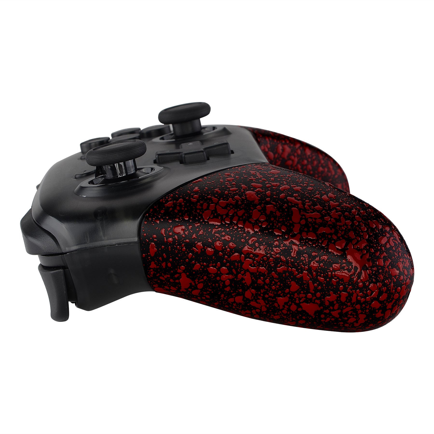 eXtremeRate Textured Red Replacement Handle Grips for Nintendo Switch Pro Controller - 3D Splashing DIY Hand Grip Shell (Controller Not Included) GRP314 - Perfect for Gaming, Customization & Enhanced Comfort