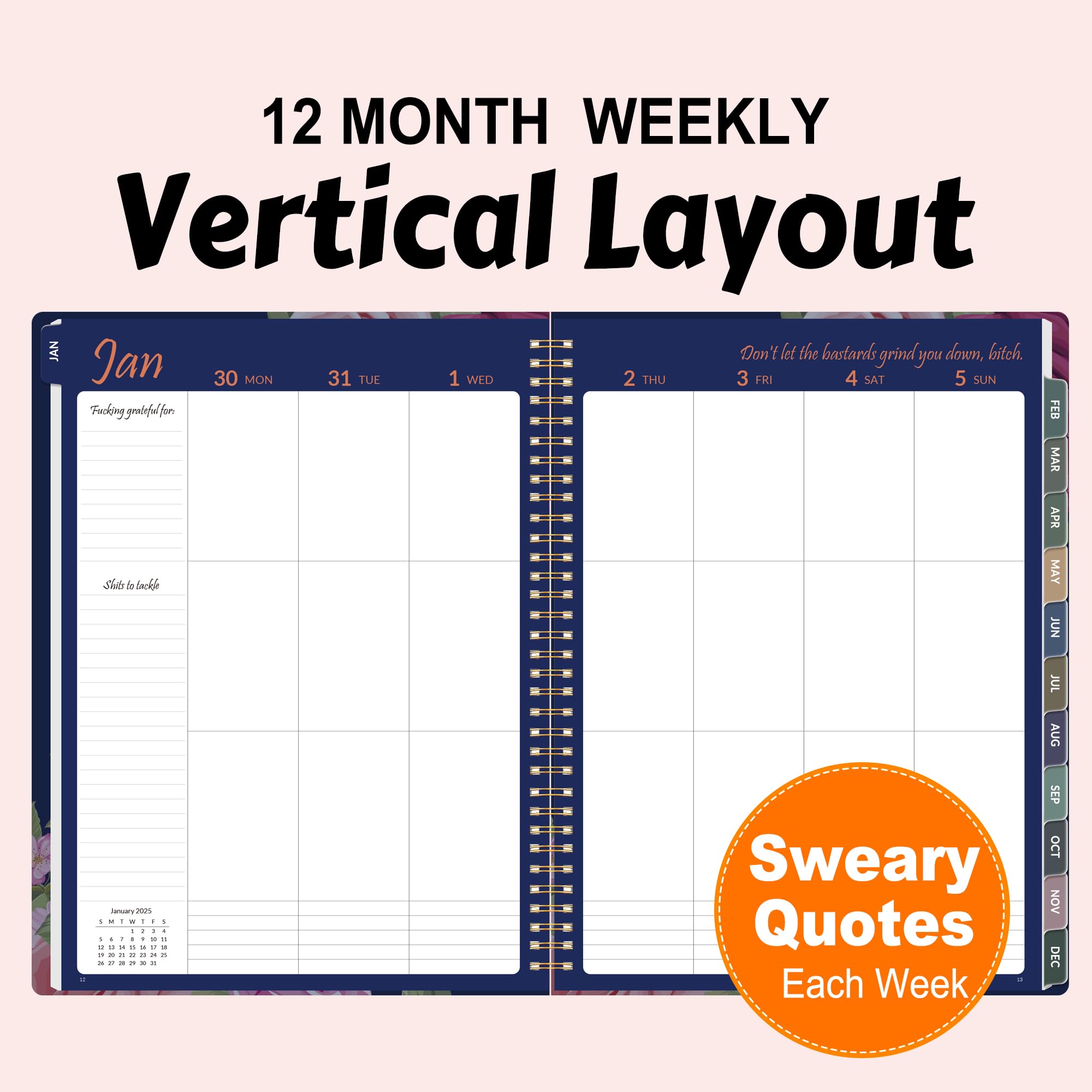 2025 Fuck It Planner - 12-Month Weekly Organizer for Stressed Women (8.5x11