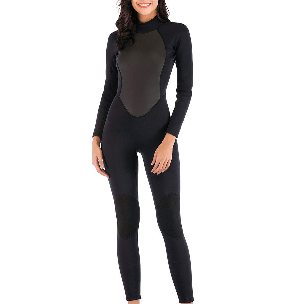 StyleV Women's 3mm Neoprene Patchwork Long Sleeve One Piece Wetsuit - Full Body Swimwear with UV Protection for Snorkeling, Scuba Diving, Surfing & Water Sports | Warm Thermal Protection for Cold Water Swimming & Beach Activities