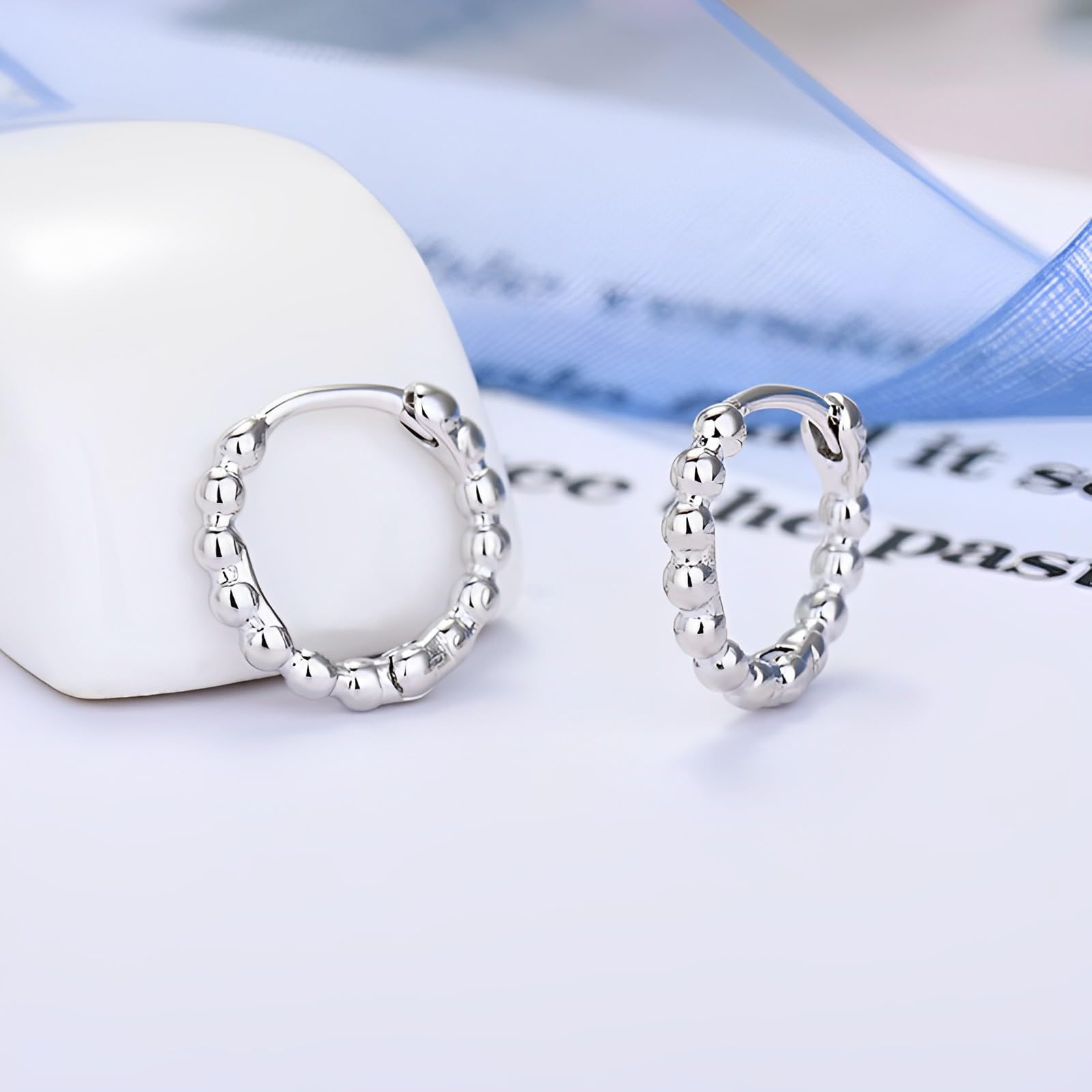 Bewenda 925 Sterling Silver Small Huggie Hoop Earrings for Women - Hypoallergenic Hinged Hoops with Cubic Zirconia, 12mm Tiny Cartilage Sleeper Earrings - Perfect Gift for Girls & Ladies (Ideal for Everyday Wear, Parties & Special Occasions)