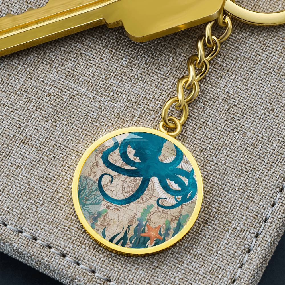 Stylish Octopus Love Beachy Keychain - Cute Sea Animal Key Ring for Beach Lovers, Perfect for Keys, Bags & Summer Vacation Accessories