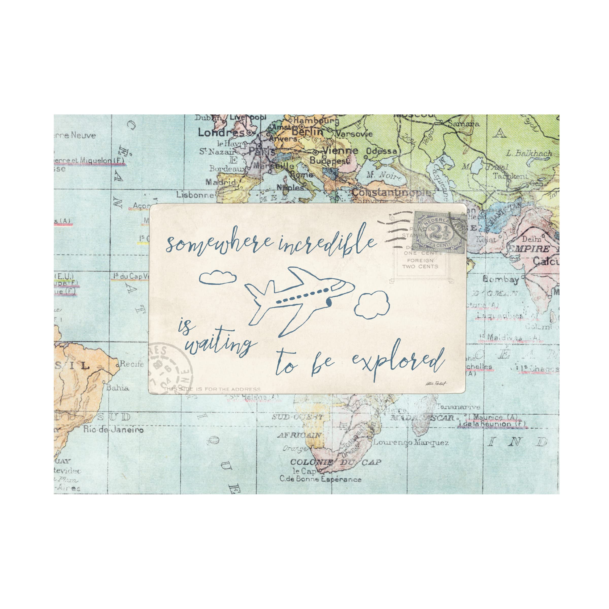 Trademark Fine Art 'Travel Posts IV' Canvas Wall Art by Katie Pertiet - Vintage Travel Inspired Home Decor for Living Room, Bedroom & Office