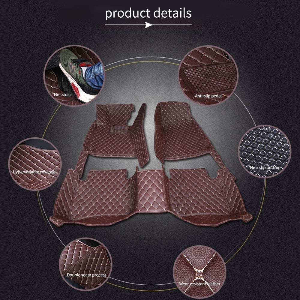 Premium All-Weather Car Floor Mats for Volvo S90 2018-2019 - Full Coverage Non-Slip Leather Liners in Brown - Perfect for Winter Snow, Rain Protection & Daily Commuting
