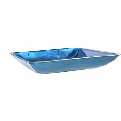 Premium Rectangular Glass Vessel Bathroom Sink - Modern Blue Design with PU Chrome Finish - Perfect for Contemporary Bathrooms, Powder Rooms & Luxury Home Decor