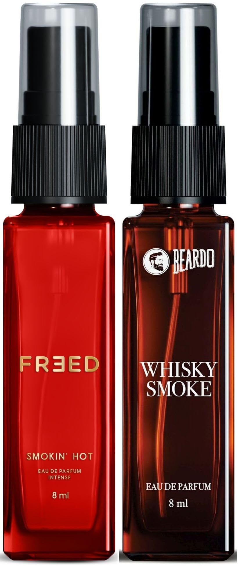 Beardo Whisky Smoke Cologne for Men & Freed Smokin' Hot Perfume for Women (8ml x 2 Pack) - Long Lasting Fragrance Set - Romantic Date Night Scent - Perfect Christmas Gift for Him & Her - Great Present for Friends & Special Occasions - Ideal for Evening Events, Parties & Intimate Moments
