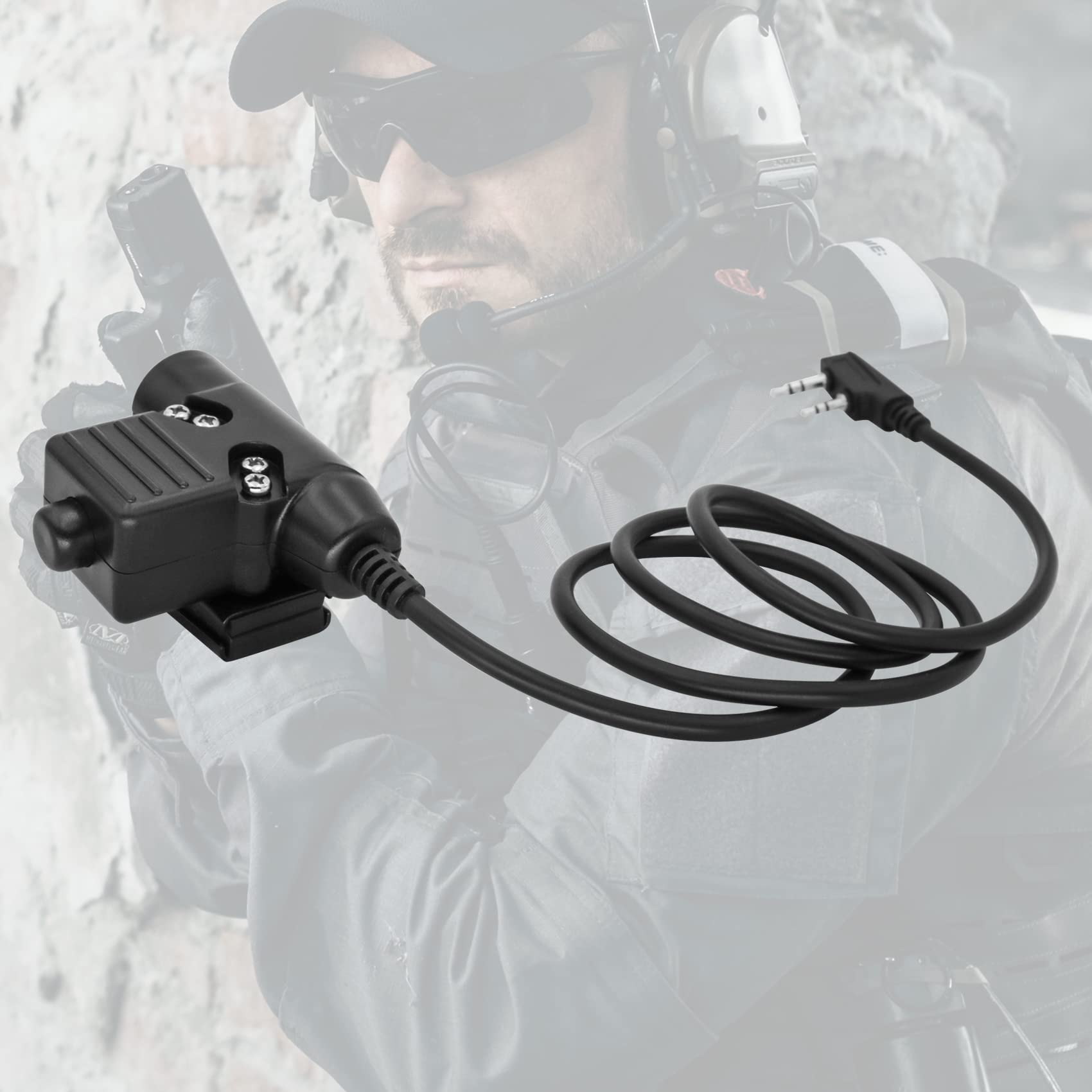 U94 PTT Adapter K-Plug 2 Pin Civilian Version for Airsoft Tactical Headset - Compatible with UV5R Radio & Military Communication - Perfect for Airsoft Games, Tactical Training & Outdoor Adventures