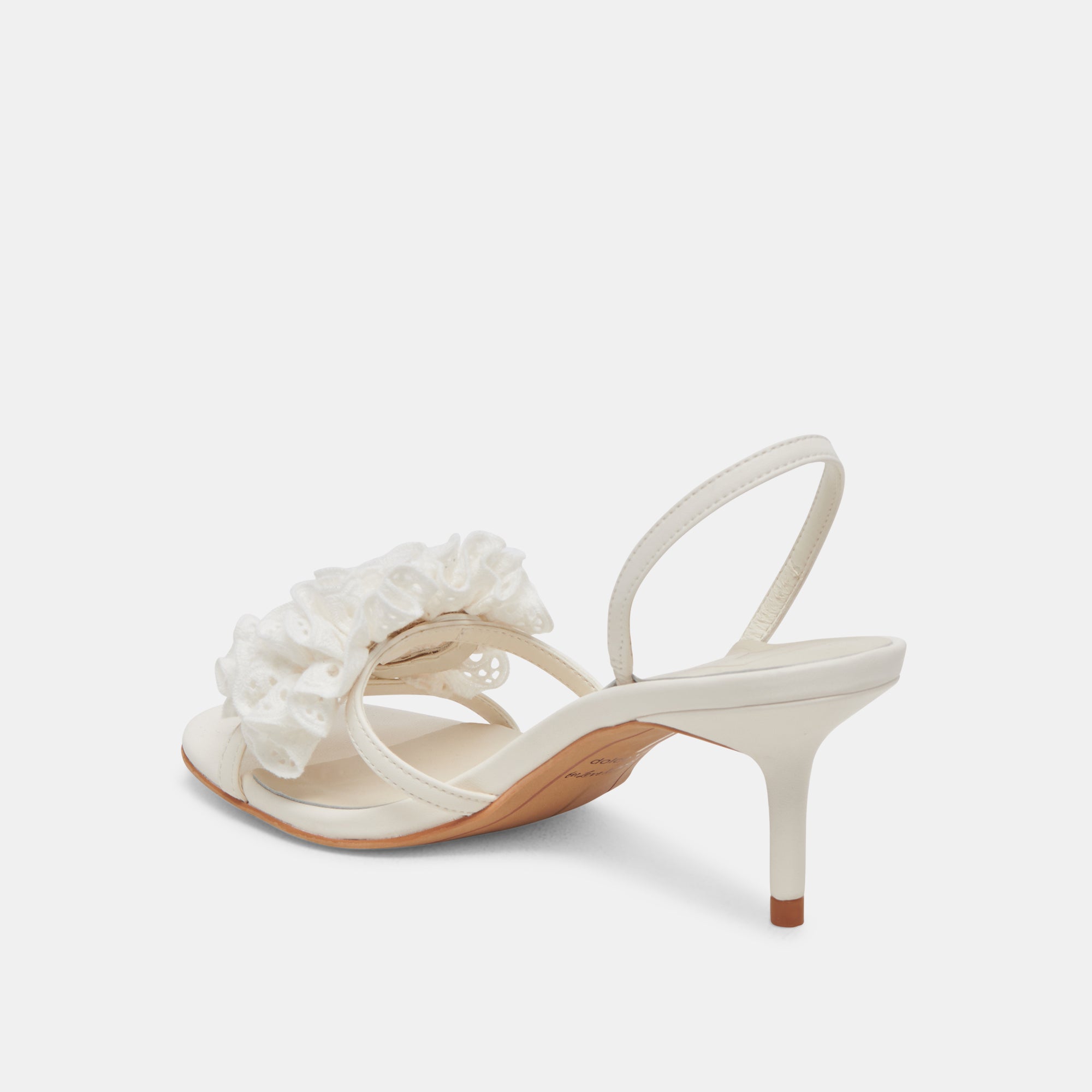 CECILA Women's White Floral Eyelet Heels - Elegant Summer Sandals for Weddings, Parties & Casual Outings