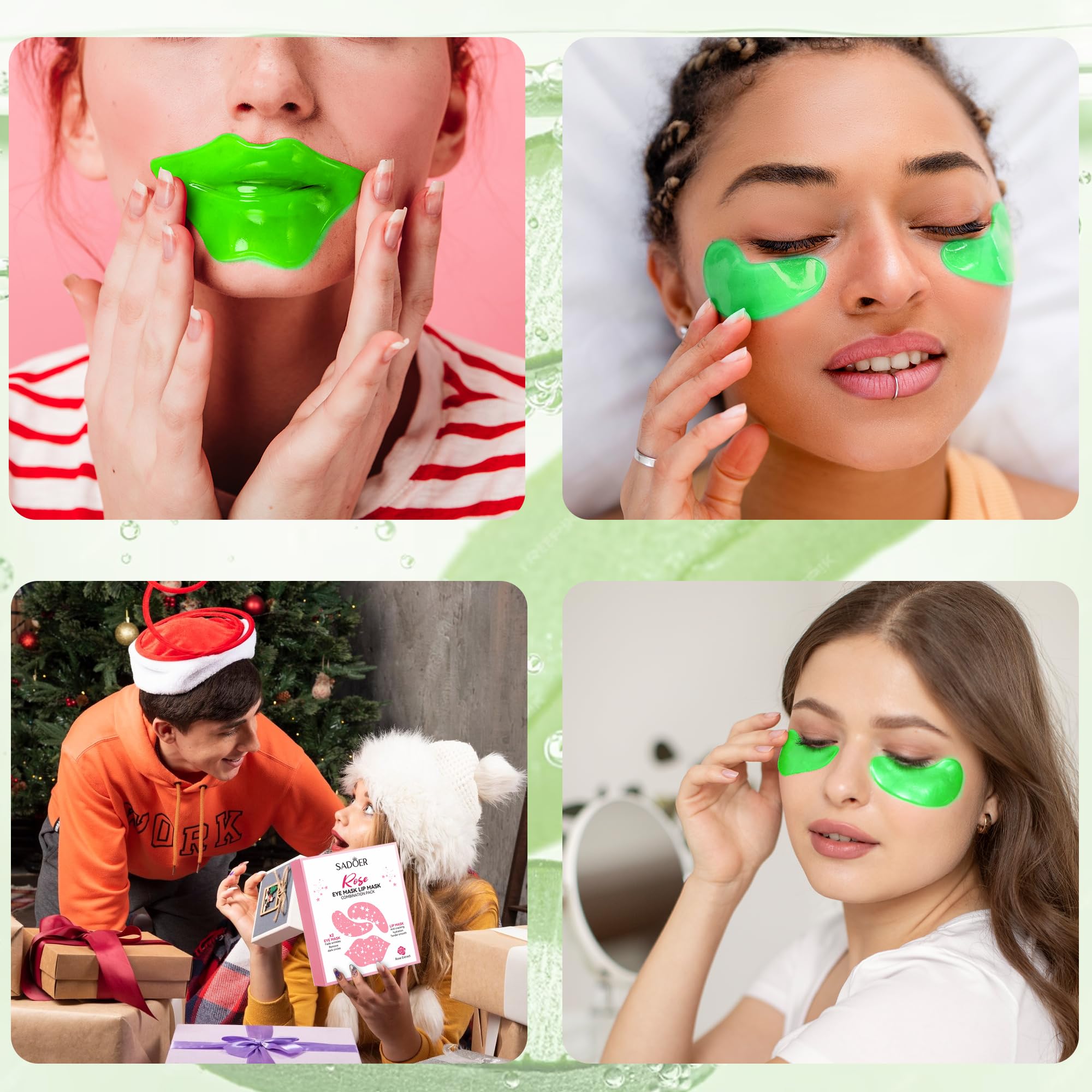 6-in-1 Jelly Mask Powder Set with 10 Pairs Aloe Vera Under Eye Patches & 10PCS Hydrating Lip Masks - DIY Skincare Kit for Glowing Skin at Home Spa, Party Favors, Self-Care Gifts