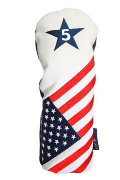 Patriotic Vintage Retro Golf Headcovers for Fairway Woods & Hybrids - USA Flag Design Fits 3, 5, X, H Clubs - Perfect for Patriotic Golfers & Independence Day Tournaments