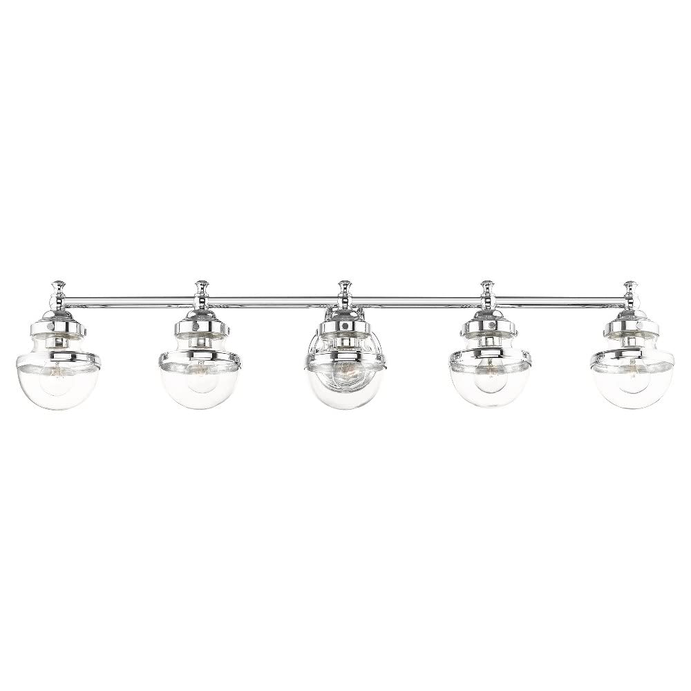 Livex Lighting 17415-91 5-Light Brushed Nickel Bathroom Vanity Light Fixture - Perfect for Modern Bathrooms, Powder Rooms & Spa-Style Decor