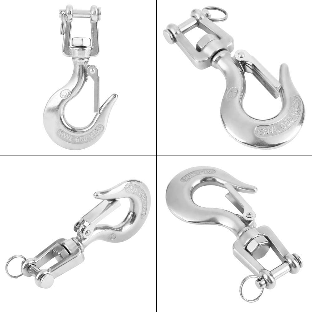 650kg Stainless Steel Swivel Lifting Hook with 360° Rotation & Safety Clevis - Heavy Duty Crane Chain Hook for Construction, Marine, and Industrial Hoisting Applications