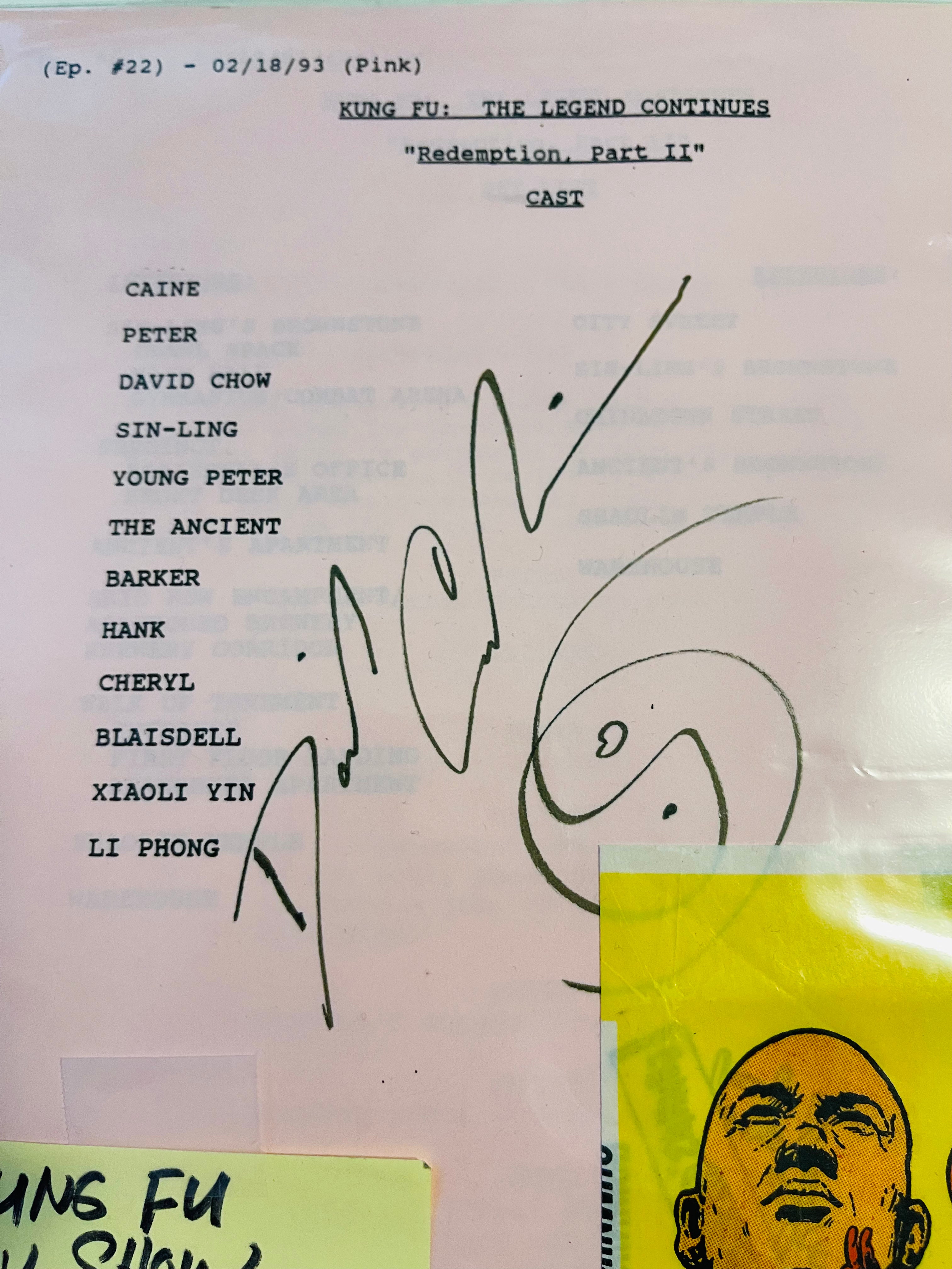 Original Kung Fu David Carradine Autographed Shooting Script with COA - Rare Collectible for TV Memorabilia Fans & Martial Arts Enthusiasts