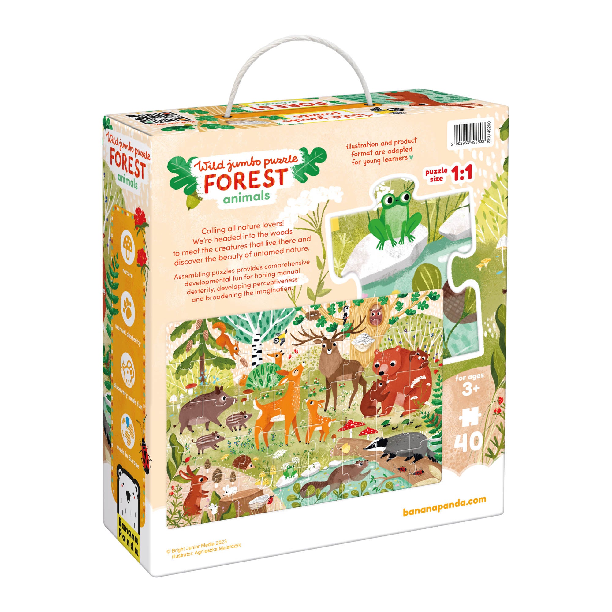 Banana Panda Forest Animals Jumbo Puzzle - 40 Piece Large Floor Puzzle for Kids, Educational Woodland Animal Toys for Toddlers Ages 3-5 - Perfect for Classroom, Playroom & Birthday Gifts