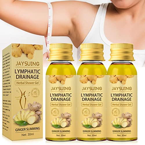 OVAI Lymphatic Drainage Ginger Shower Gel - Herbal Detox & Circulation Boost with Ginger Extract (3-Pack) | Post-Workout Recovery & Spa-Like Relaxation at Home