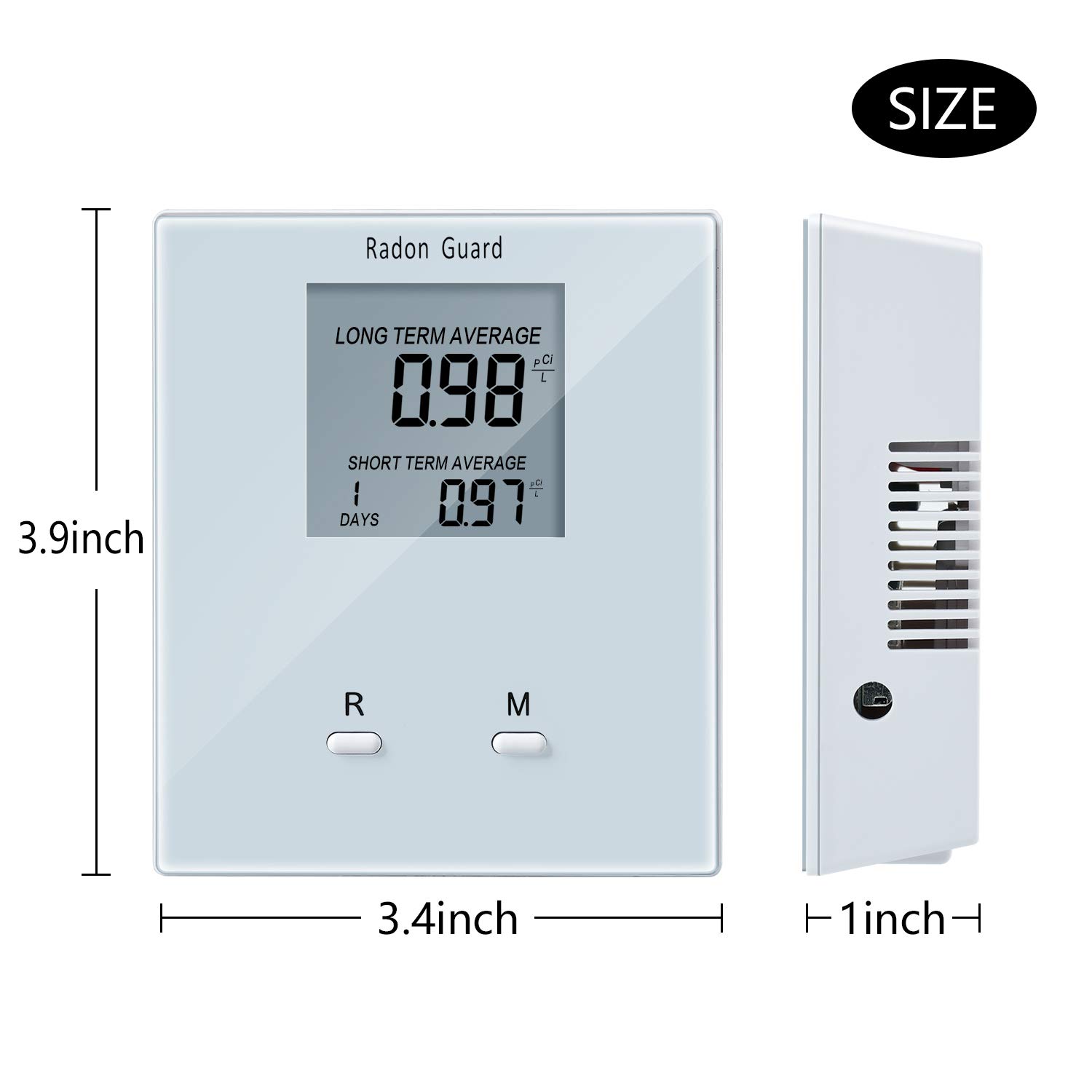 Elifecity Portable Radon Detector - Long & Short Term Home Radon Monitor with Easy-to-Use Digital Display | Battery-Powered Radon Gas Tester for Basement, Bedroom & Indoor Air Quality Testing