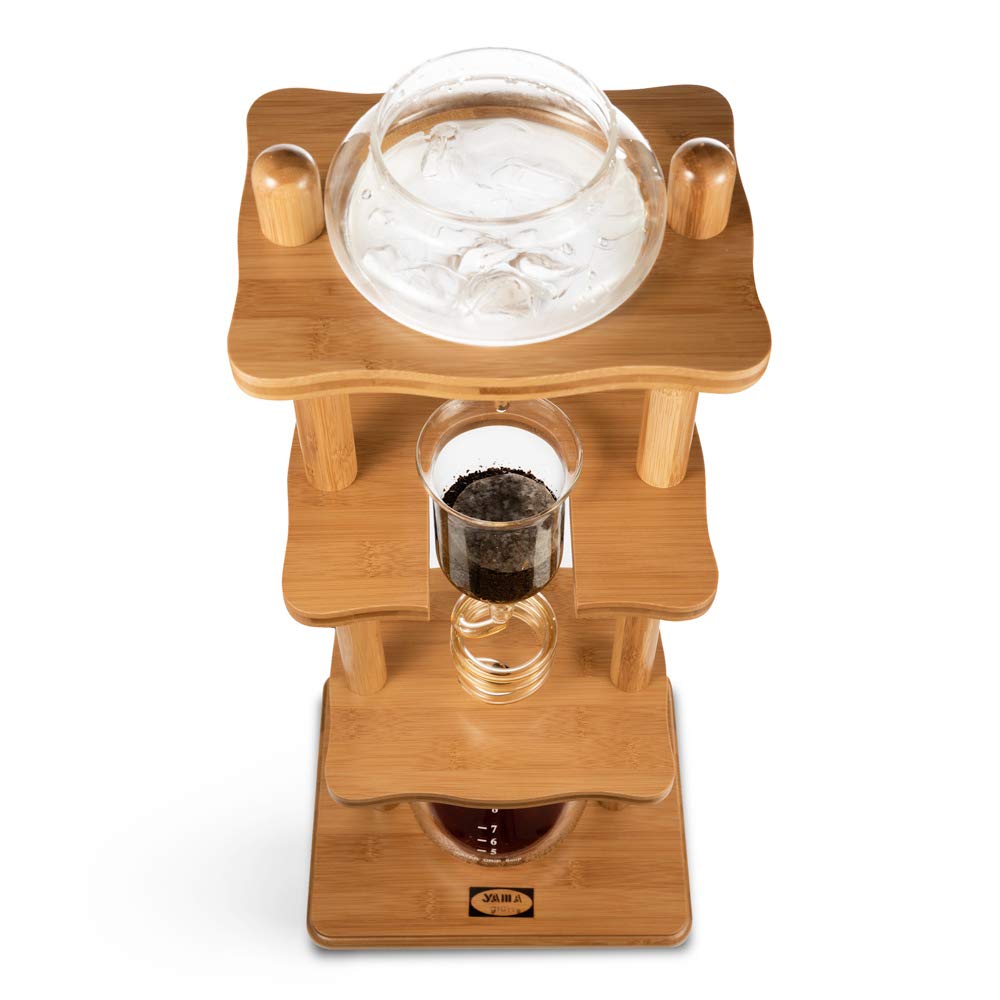 Premium Yama Cold Brew Coffee Maker with Slow Drip Technology - 32oz Large Capacity (6-8 Cups) - Bamboo Frame Iced Coffee Tower for Home, Office & Cafe Use