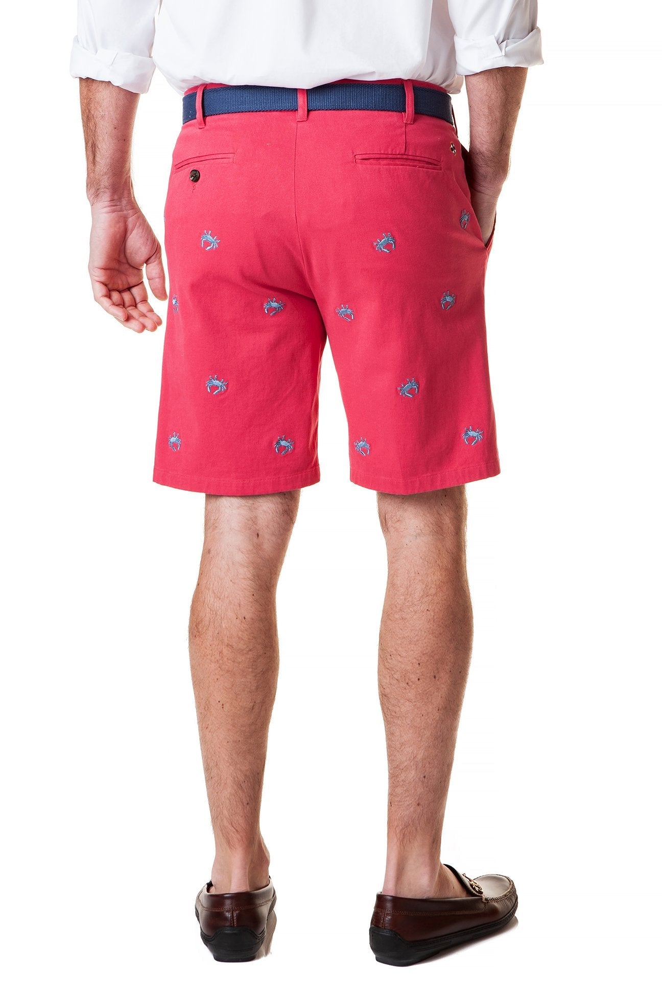 Cisco Short Stretch Twill Hurricane Red with Blue Crab Fishing Shirt - Lightweight Quick-Dry Performance Shirt for Fishing, Boating & Outdoor Activities