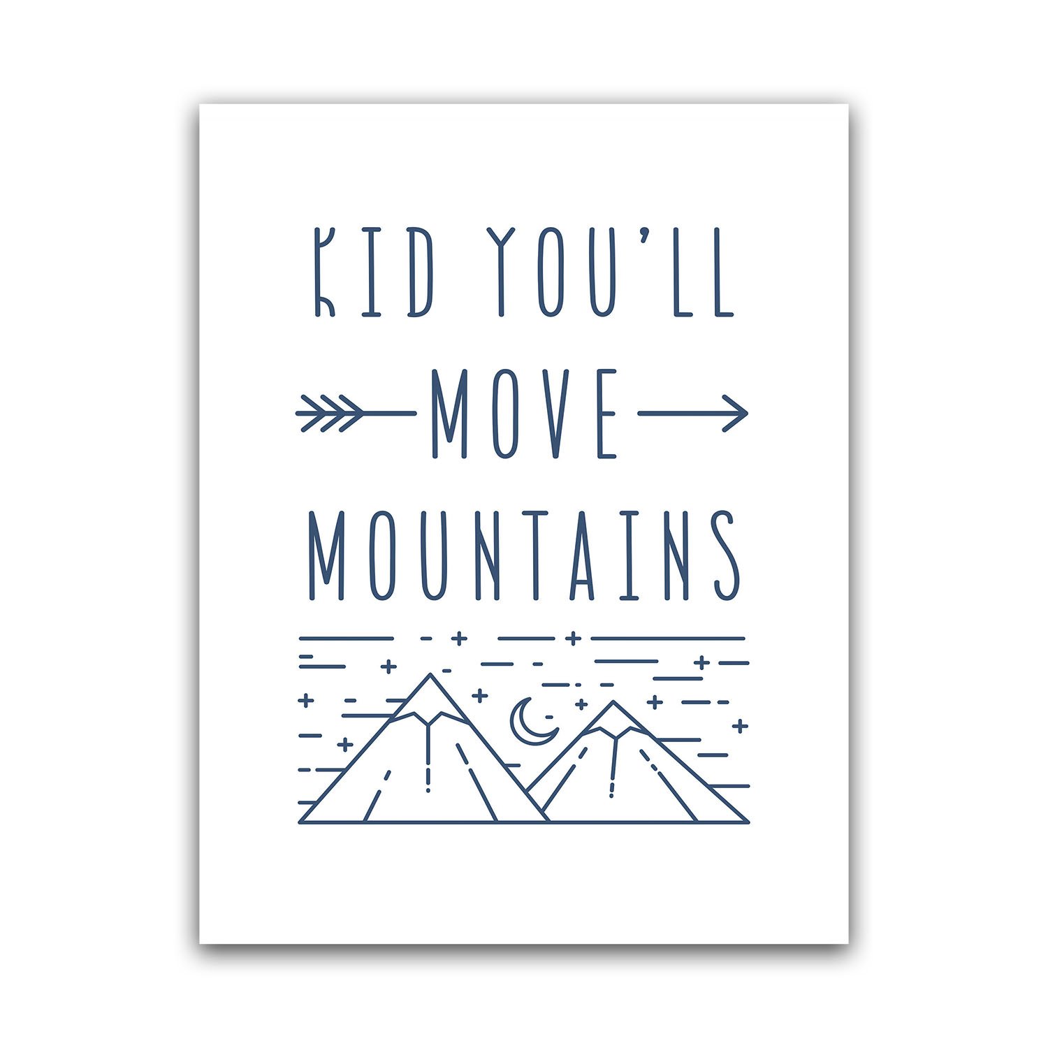 Inspiring 'Kid You'll Move Mountains' Nursery Wall Art - Scandinavian Children's Room Decor, Cute Boy Girl Bedroom Poster, 8.5x11 Motivational Print for Baby Toddler Gift | Perfect for Nursery, Playroom & Kids Bedroom Wall Decor