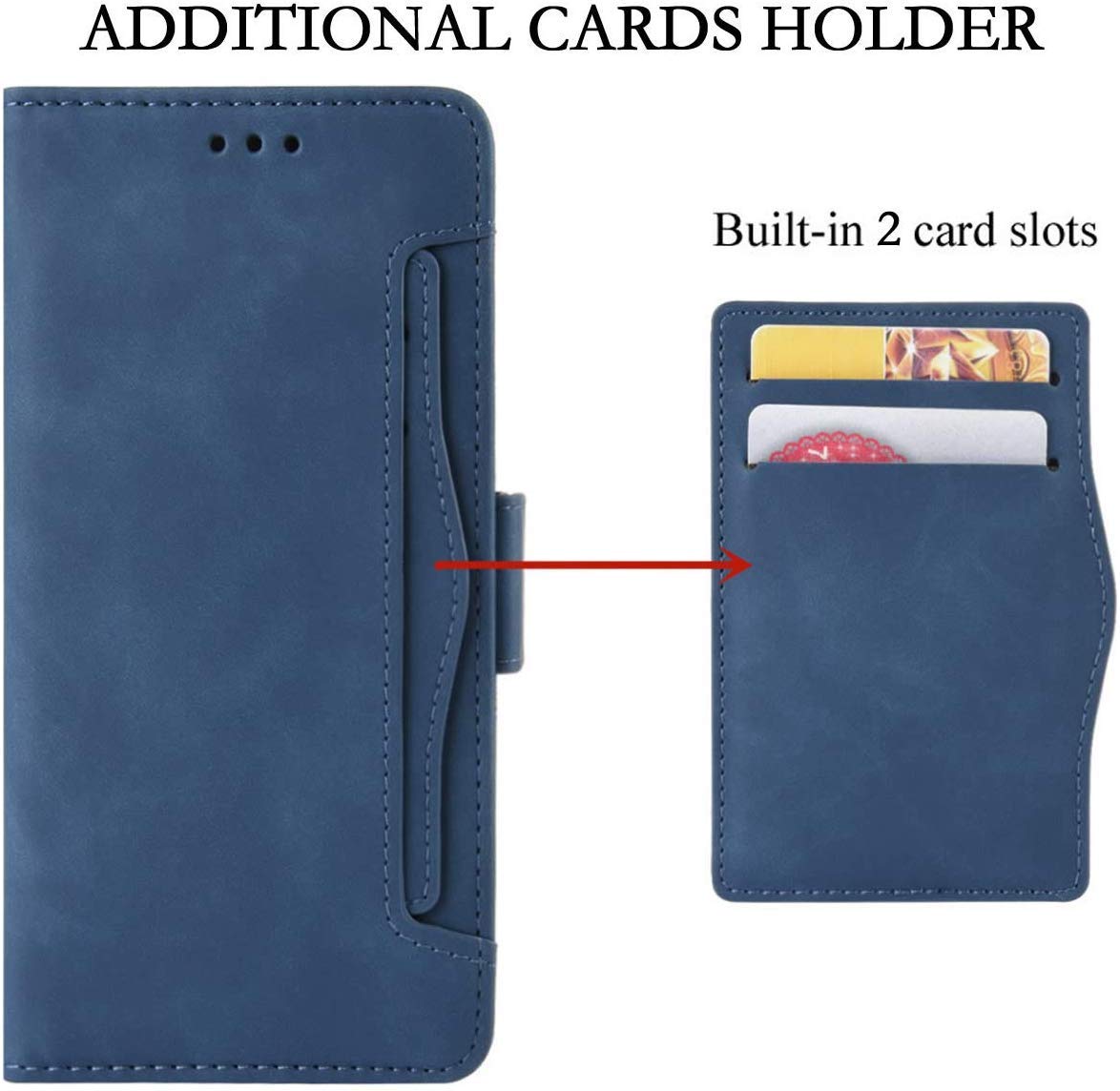 Motorola One Zoom Phone Case - Magnetic Shockproof Flip Leather Wallet Cover with Card Holder | Full Body Protection for Motorola Moto One Zoom | Perfect for Business, Travel & Daily Use (Blue)