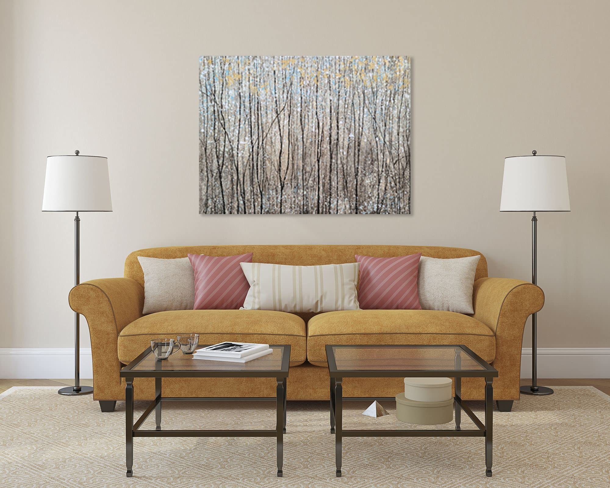 SYGALLERIER Hand-Painted Abstract Forest Canvas Wall Art - Textured Brown & Black Tree Painting with Gold Foil, Modern Rustic Decor for Farmhouse, Living Room, Bedroom, Bathroom - Perfect for Nature-Inspired Home & Office Interior Design