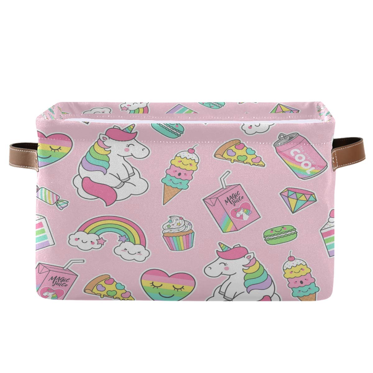 Large Collapsible Fabric Storage Baskets with Handles - Set of 2, Rainbow Unicorn Pattern, Closet Organizer for Toys, Clothes & Nursery Items | Perfect for Kids' Bedroom, Playroom & Nursery Organization