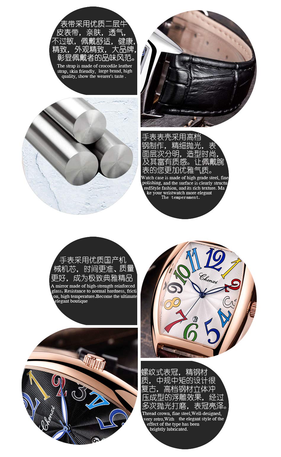 MASTOP Luxury Men's Business Watch - Waterproof Luminous Calendar Quartz Watch with Genuine Leather Strap (Black/White) | Perfect for Office, Formal Events & Everyday Wear
