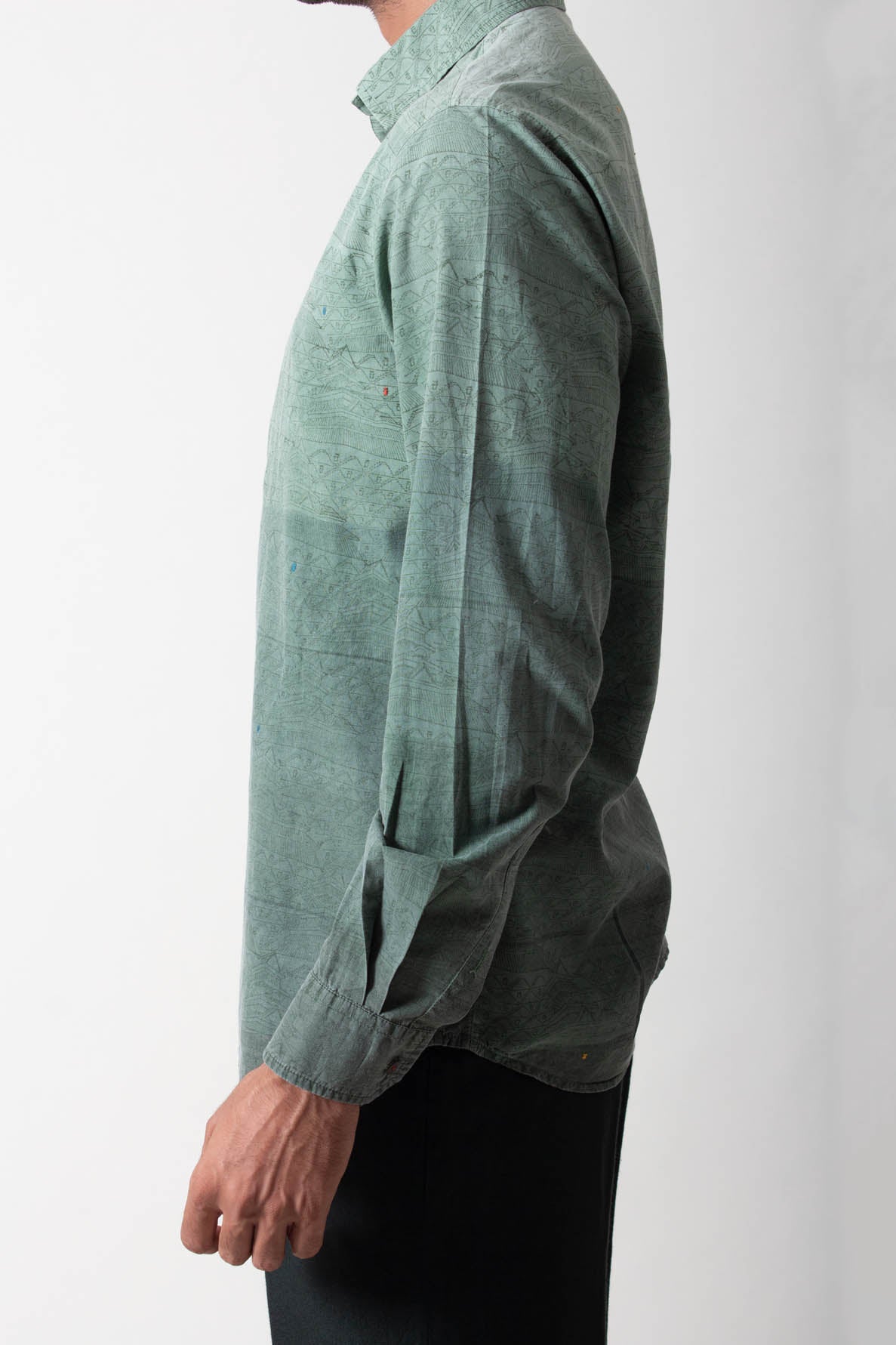 Handmade Classic Cotton Shirt - Handspun & Handwoven Sage Ombre for Casual Wear & Boho Style Outfits