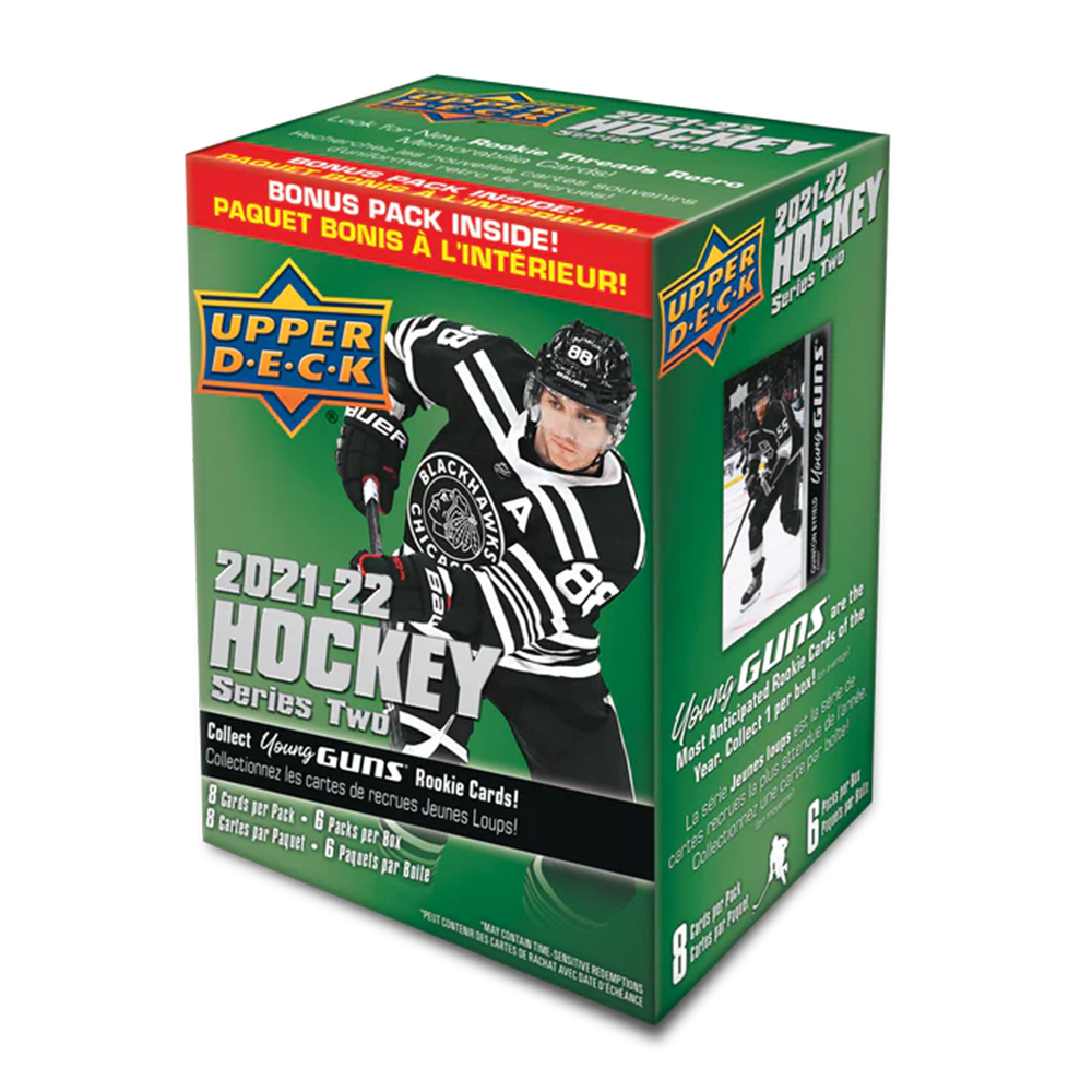 2021-22 Upper Deck Series 2 Hockey Blaster Box - 24 Packs with Exclusive Young Guns Cards - Perfect for NHL Collectors and Fantasy Hockey Fans