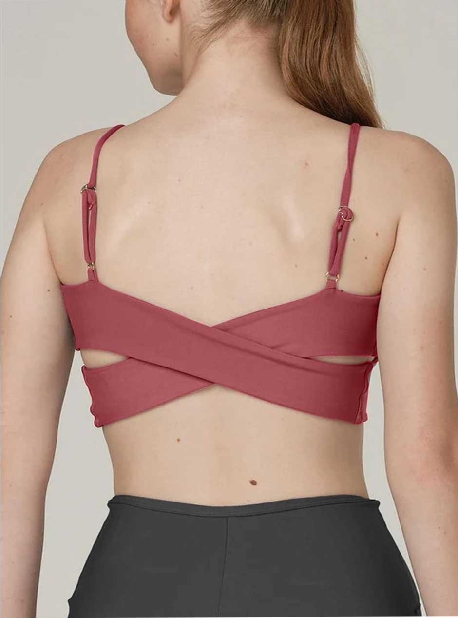 925 Sterling Silver Fit Women's Cherry On Top Criss Cross Sports Bra - Mauve S Pink | Comfortable & Supportive for Yoga, Running, Gym Workouts