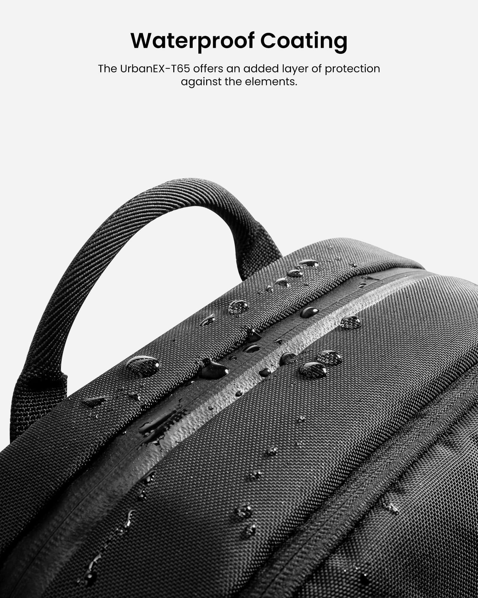 tomtoc Minimalist Laptop Backpack 20L - Water-Resistant Cordura Ballistic Nylon Daypack for 15.6 Inch Notebook, UrbanEX-T65 Black - Perfect for Daily Commute, Work & Travel