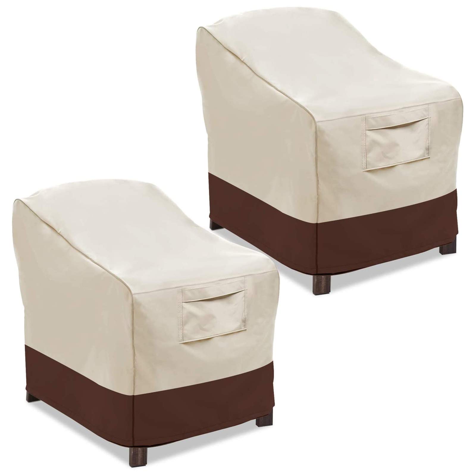 **Vailge Heavy Duty Waterproof Patio Chair Covers (2-Pack, Small) - Beige & Brown Outdoor Furniture Protectors for Lounge Deep Seats - Ideal for Lawn, Garden, and Backyard Use**