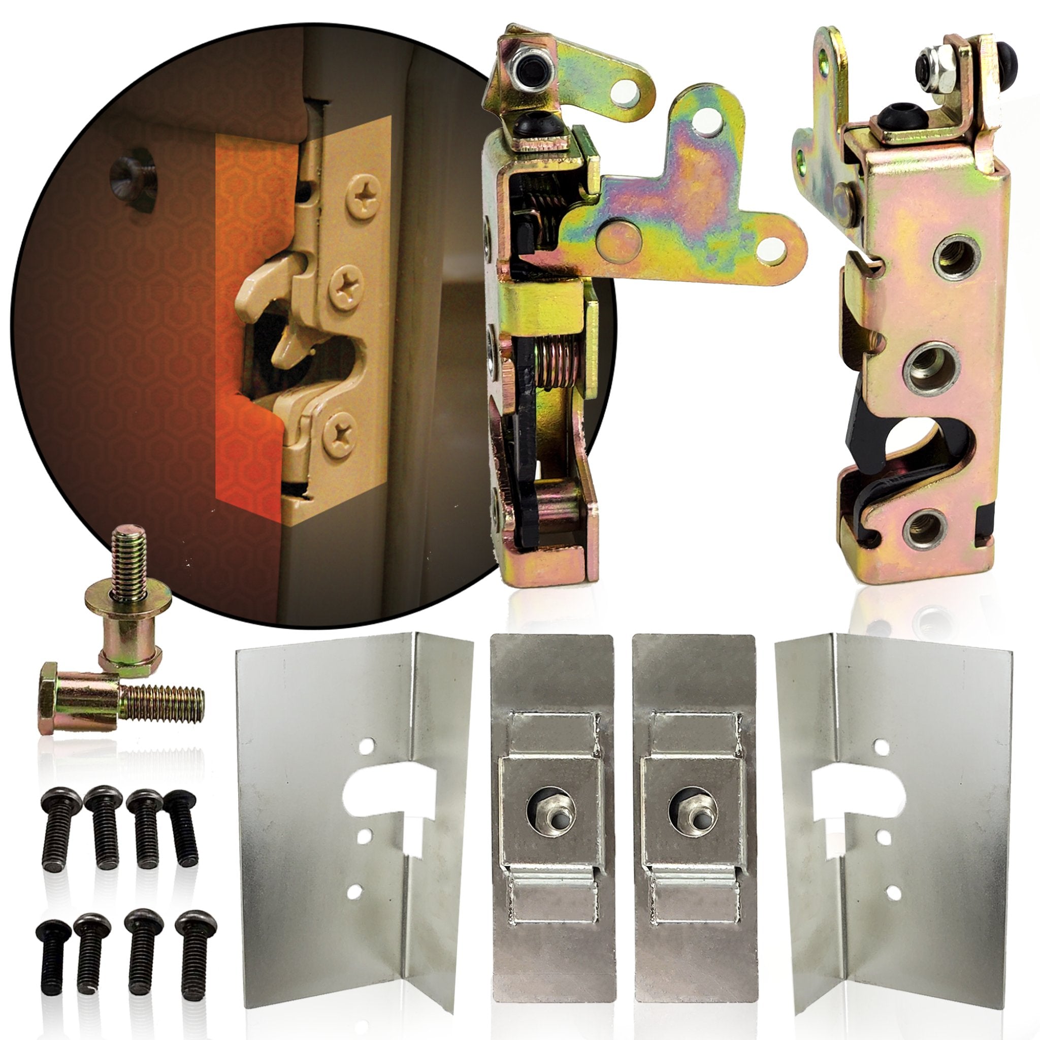 1903 Cadillac Model A Small Slimline Bear Claw Door Locking Latch Set with Mounting Plates - Complete Install Kit for Classic Car Restoration & Vintage Auto Parts Enthusiasts